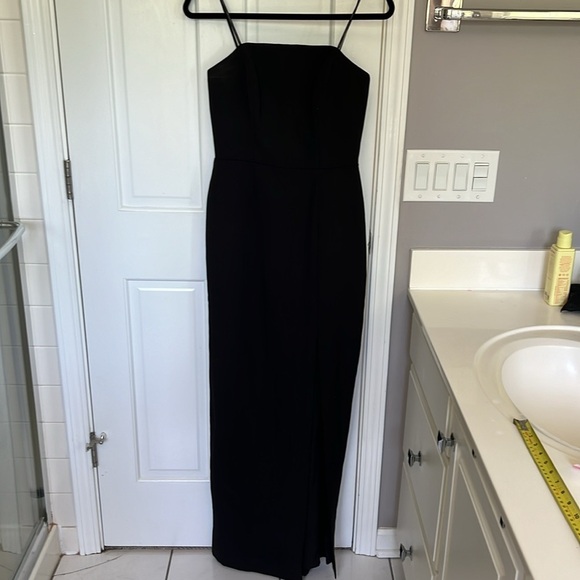 WAYF the Mills Strapless Bonded Bodice Column Gown Dress Maxi Long Thigh Slit - Picture 2 of 7